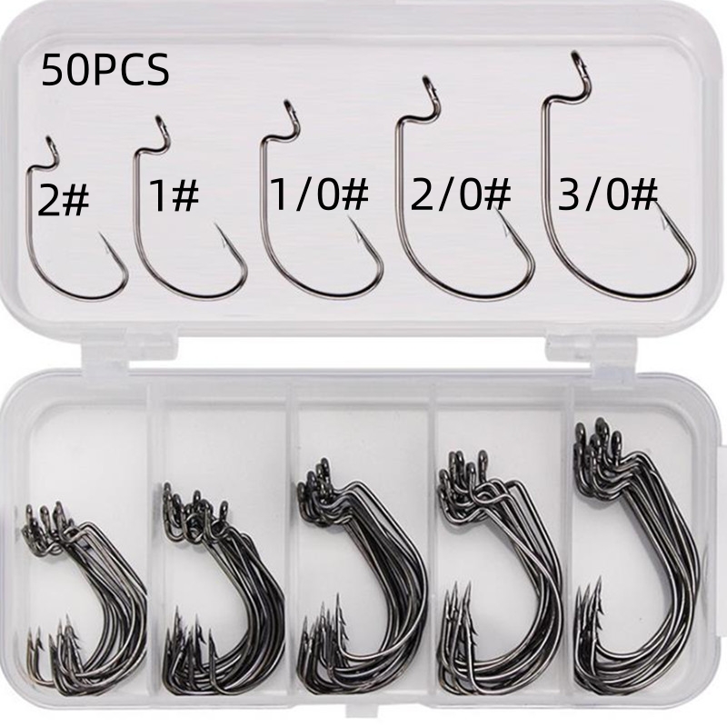 Fishing Hook Stainless Steel - 50 stuks/doos Hoogwaardig koolstofstaal vishaken Offset